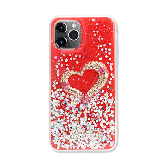 Love Heart Crystal Shiny Glitter Sparkling Jewel Case Cover for iPhone