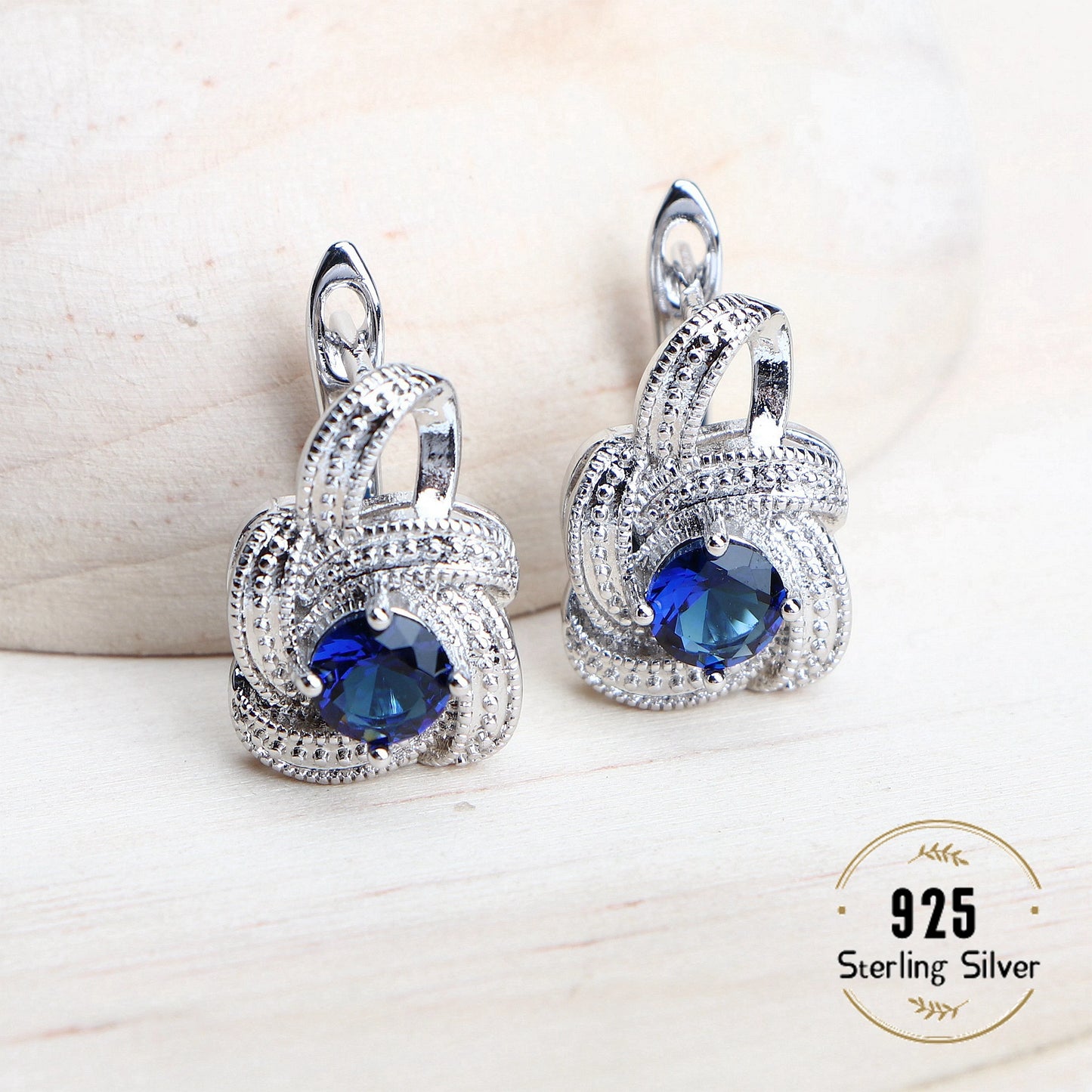 Blue Zirconia Women Jewelry Sets 925 Sterling Silver Wedding Bridal Costume Jewellery Earrings Rings Bracelets Pendant Necklace