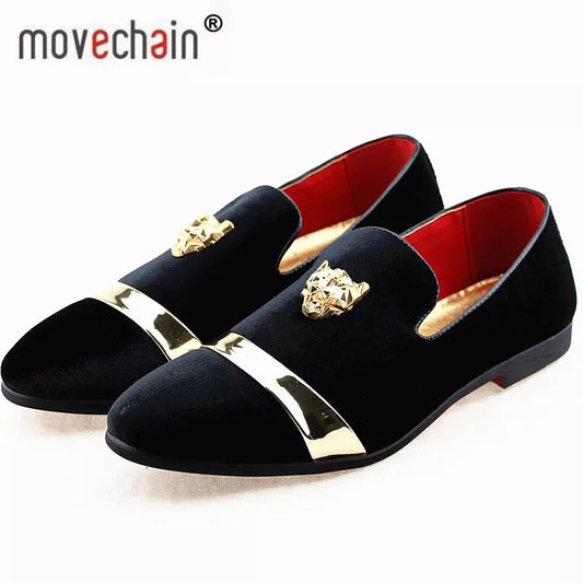 movechain Men's Fashion Embroidery Loafers Mens Casual Outdoor Driving Moccasins Shoes Youth Trendy Party Flats Sizes 38-48