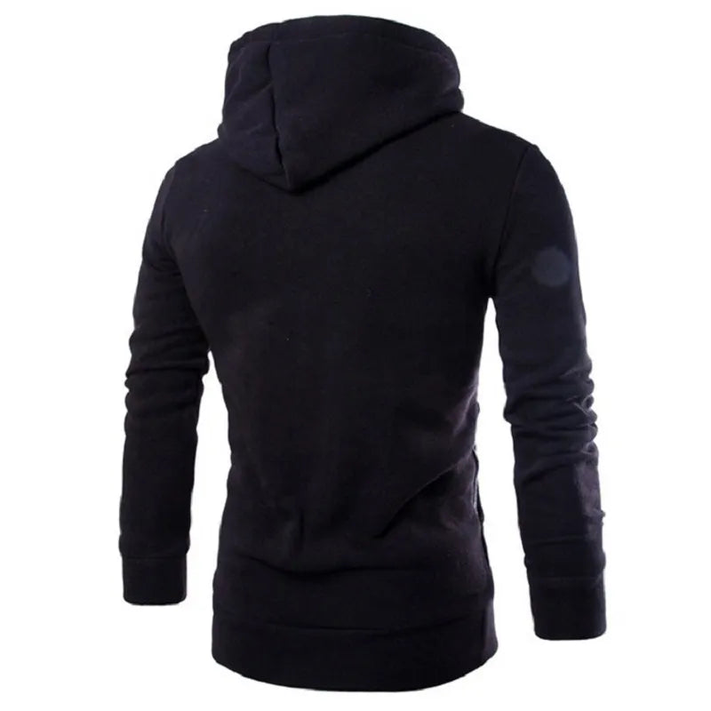 Men's Hoodies Long Sleeve Sweatshirts for Men Zipper Hooded Pullover High Neck Mens Sweatshirt Top Jacket Coat Black Sweater