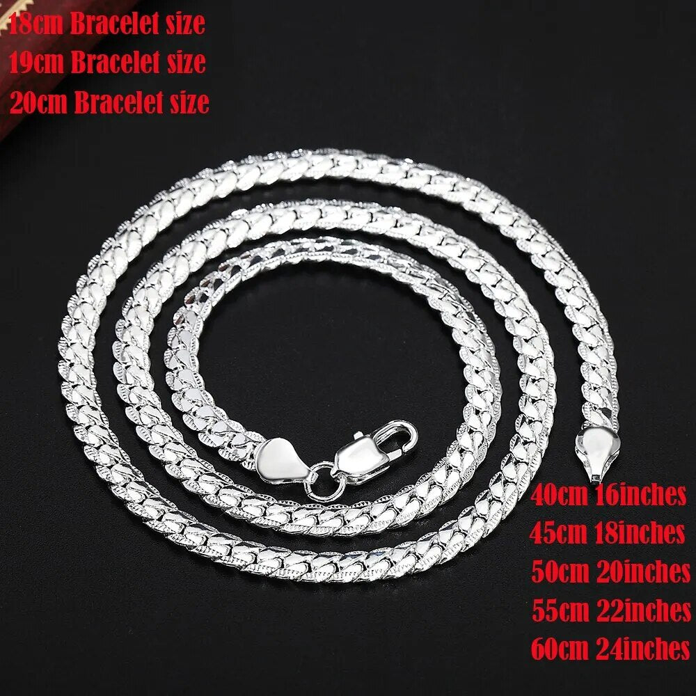 20-60cm Silver Color Luxury Brand Design Noble 6mm Necklace Chain For Woman Men Fashion Wedding Engagement Jewelry