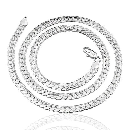 20-60cm Silver Color Luxury Brand Design Noble 6mm Necklace Chain For Woman Men Fashion Wedding Engagement Jewelry