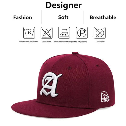 Unisex Personality A Letter Embroidery Hip-hop Hats Outdoor Adjustable Casual Baseball Caps Sunscreen Hat
