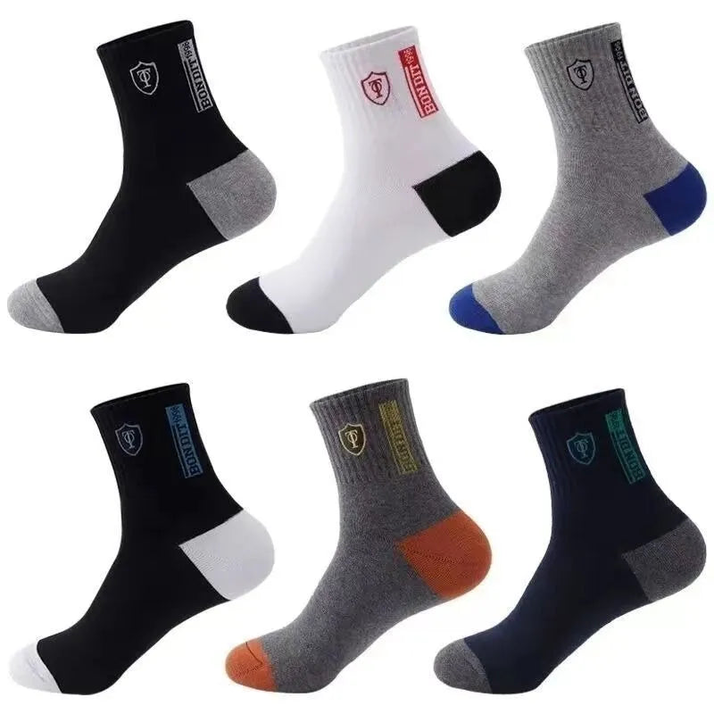 5Pairs Breathable Cotton Sports Stockings Men Bamboo Fiber Autumn and Winter Men Socks Sweat Absorption Deodorant Business Sox