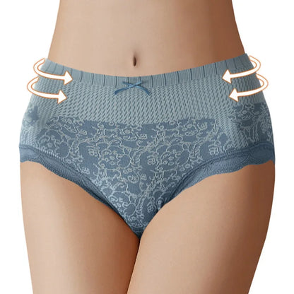 Lace Large Size Underpants Women'S Triangle High Waist Abdominal Pants Hip Warm Briefs Breathable Slimming Underpants