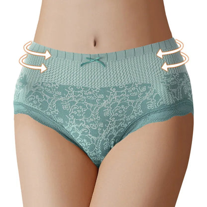 Lace Large Size Underpants Women'S Triangle High Waist Abdominal Pants Hip Warm Briefs Breathable Slimming Underpants