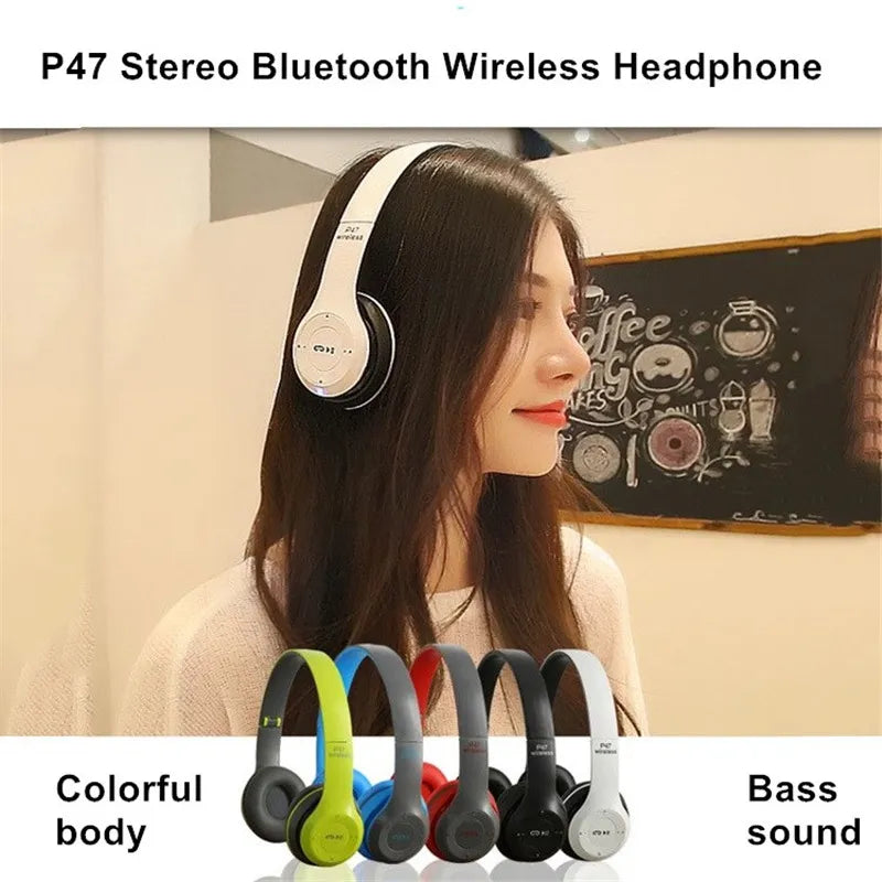 Stereo P47 Headset 5.0 Bluetooth Headset Folding Series Wireless Sports Game Headset for iPhone XiaoMi