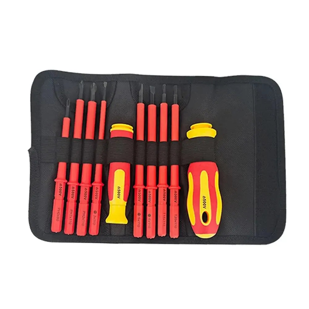10PCS Insulated Screwdriver with an Interchangeable Head Plum Blossom Head Slotted Head