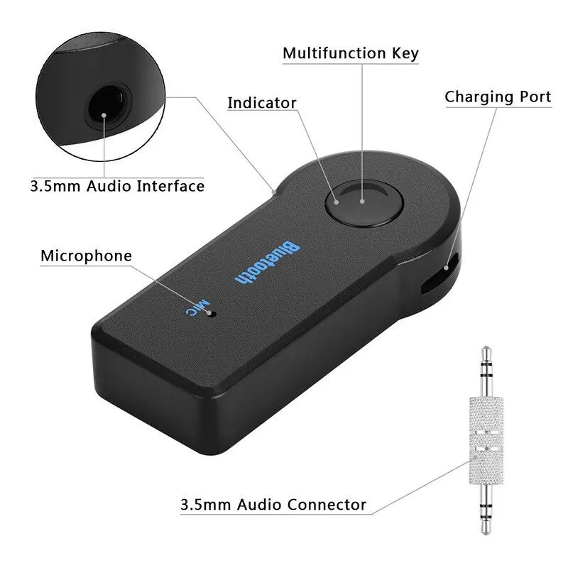 2 In 1 Wireless Bluetooth 5.0 Transceiver Adapter 3.5mm Car Music Audio AUX Car Bluetooth Receiver Bluetooth Adapter for PC