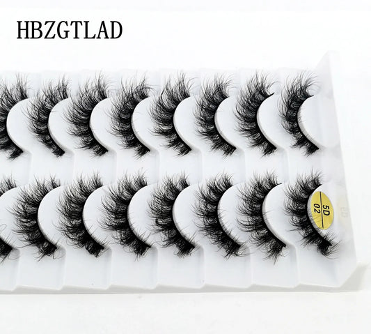 New 10 Pairs False Lashes 5D Faux Mink Lashes Fluffy Soft Volume Natural Eyelashes Cross Eyelashes Lashes Reusable Makeup cils