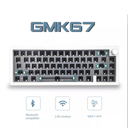 GMK67 65% Gasket Bluetooth 2.4G Wireless Hot-swappable Customized Mechanical Keyboard Kit RGB Backlit